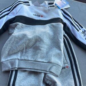 adidas Kids Matching Set in Black, White, and Gray